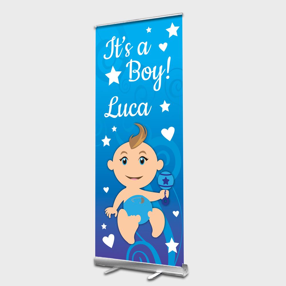 Blauwe Baby Boy roll up banner van Make My Moment