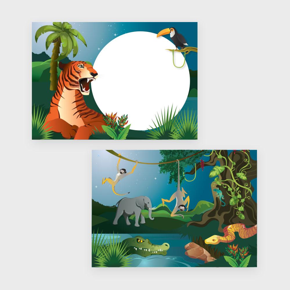 Dieren jungle kinderfeest traktatiekaartjes