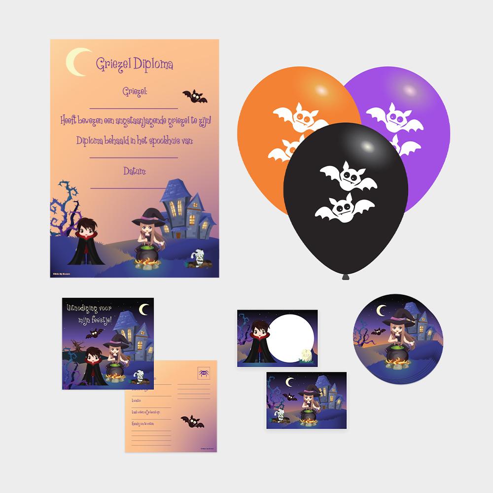 Griezel pakket medium - ballonnen, diplomas, uitnodigingen, traktatiekaartjes en stickers