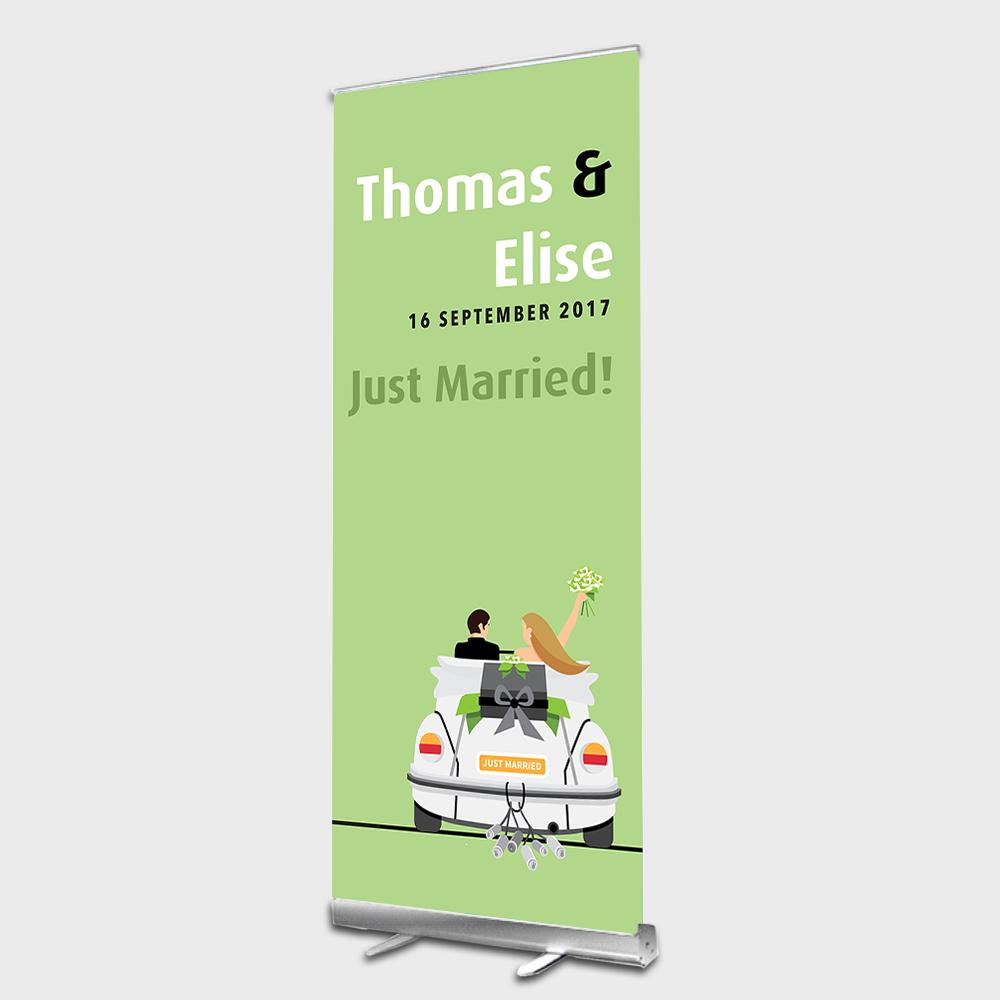 Just married roll up banner