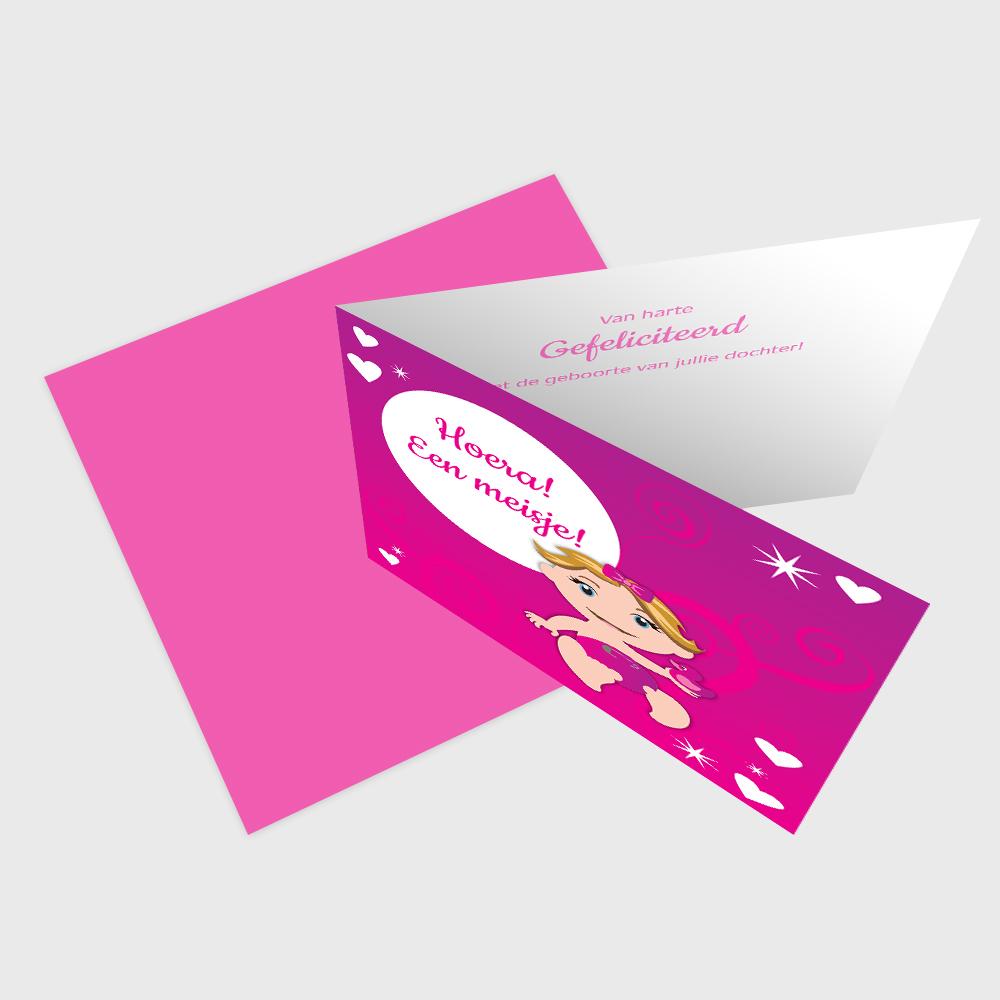 Meisje felicitatie kaartje met envelop