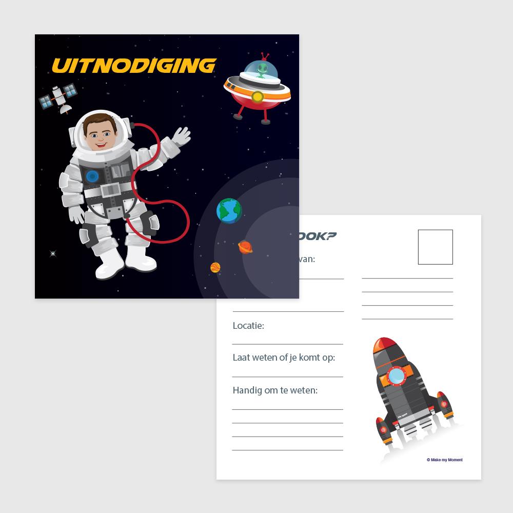 Astronauten uitnodiging voor jouw kinderfeestje