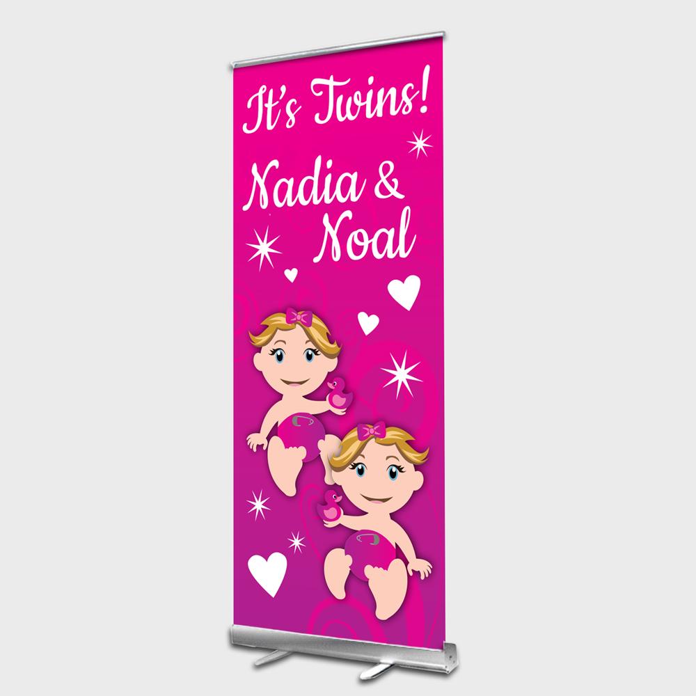 Twins girls rollup banner roze